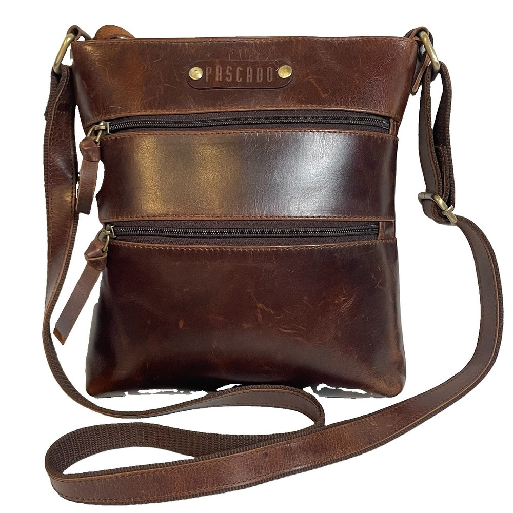 Pascado Leather Crossbody Bag Purse Brown Adjustable Strap Small Made In India